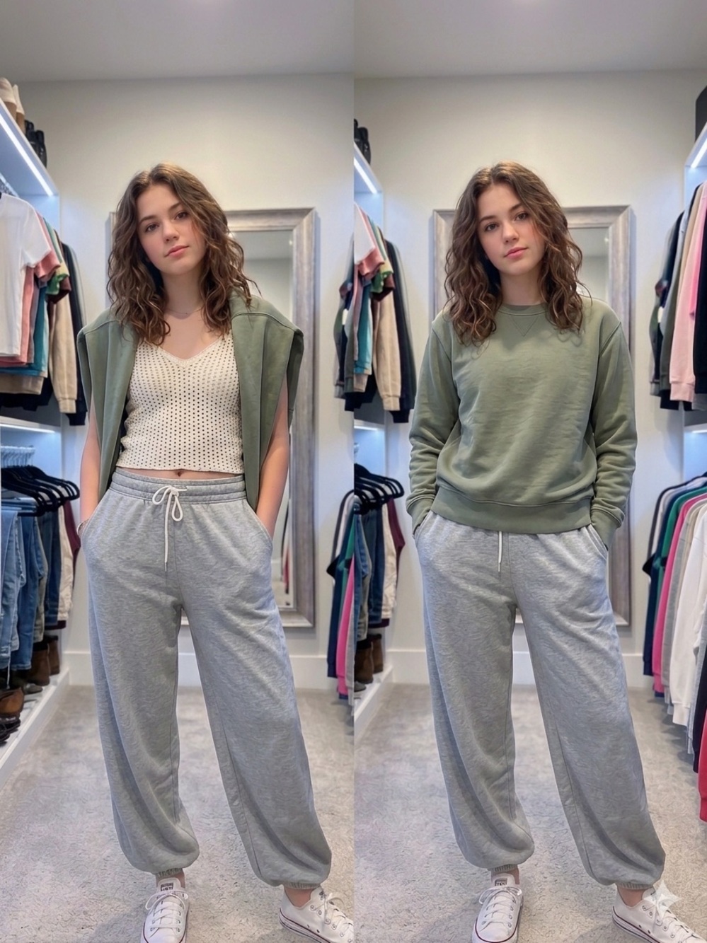 3 pc Brandy Melville set. Olive Crew.